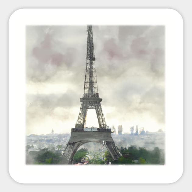 Watercolor Eiffel Tower Sticker by Starbase79